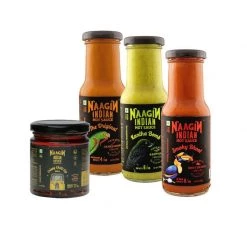 Naagin Sauce NAAGIN - Mirchi Maestro - Crispy Chilli Oil (Mild, 140g) & Indian Hot Sauce Combo - The Original, Kantha Bomb & Smoky Bhoot (Pack Of 3, 230g Each) Snacks & Beverages