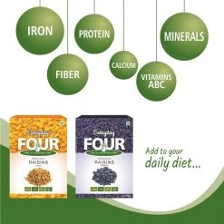 Bagul Foods Everyday Four Golden Long Raisins + Seedless Afghan Black Raisins | Combo Pack | 200g Each Grocery