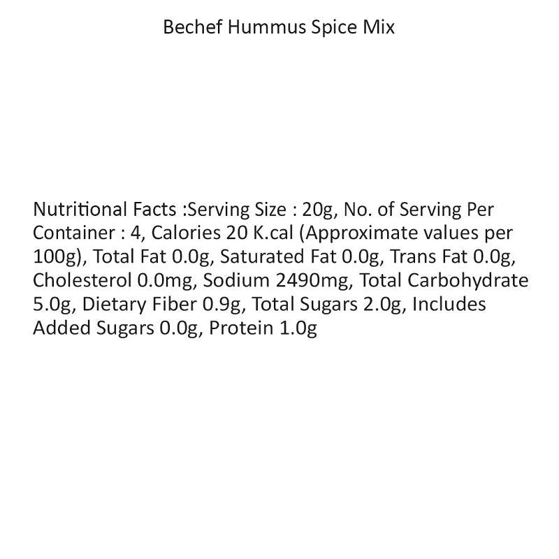 Be Cheff Bechef Hummus Spice Mix (85 Gms) Herbs & Seasoning 6 Be Cheff Bechef Hummus Spice Mix (85 Gms) Herbs & Seasoning