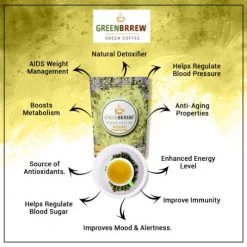 Greenbrew Snacks & Beverages Greenbrrew Organic Green Coffee Beans Powder, Pack Of 1 (200 G)
