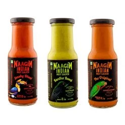 Naagin Sauce NAAGIN - Mirchi Maestro - Crispy Chilli Oil (Mild, 140g) & Indian Hot Sauce Combo - The Original, Kantha Bomb & Smoky Bhoot (Pack Of 3, 230g Each) Snacks & Beverages