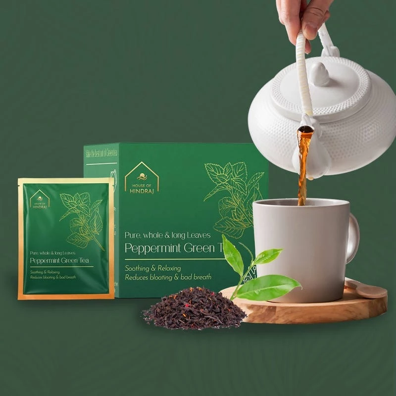 Hindraj Tea Hindraj Herbal Peppermint Green Tea Bags - (1 Box Of 15 Sachets) Grocery 6 Hindraj Tea Hindraj Herbal Peppermint Green Tea Bags - (1 Box Of 15 Sachets) Grocery