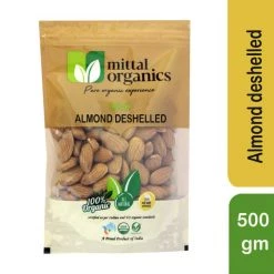 MITTAL ORGANICS PRIVATE LIMITED Grocery Mittal Organics Almond Deshelled - 500 G