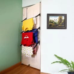 Peng Essential Perilla Over The Door Vertical Hanging Aluminium Cloth Drying Rack Hanger For Door, Balcony And Window (Black) Personal & Home Care