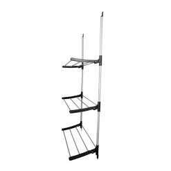 Peng Essential Perilla Over The Door Vertical Hanging Aluminium Cloth Drying Rack Hanger For Door, Balcony And Window (Black) Personal & Home Care