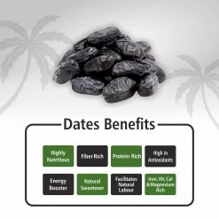 Bagul Foods Everyday Four Seedless Black Dates (Khajoor) 400g Grocery
