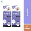 Snacks & Beverages Strawfit Assorted (Chocolate, Vanilla, Strawberry), Milk Flavoring Straw - 14 Straws (2 Packs) (140 G)