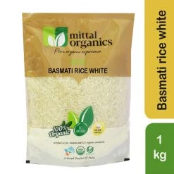 MITTAL ORGANICS PRIVATE LIMITED Mittal Organics Basmati Rice White - 1 Kg Grocery
