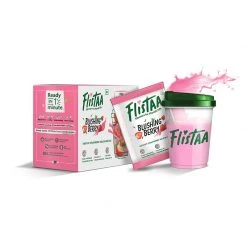 Flistaa Blushing Berry Strawberry Instant Milkshake Mix (6 Sachets & FREE Shaker- Buy 2 Get 1 Free) Snacks & Beverages