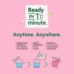 Flistaa Blushing Berry Strawberry Instant Milkshake Mix (6 Sachets & FREE Shaker- Buy 2 Get 1 Free) Snacks & Beverages