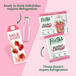 Flistaa Blushing Berry Strawberry Instant Milkshake Mix (6 Sachets & FREE Shaker- Buy 2 Get 1 Free) Snacks & Beverages