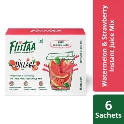 Flistaa Dillagi (Watermelon & Strawberry) Instant Juice Mix (6 Sachets & FREE Shaker-Buy 2 Get 1 Free) Snacks & Beverages