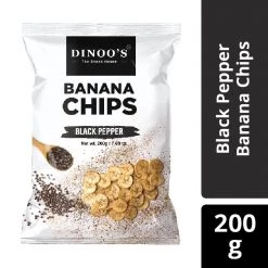 Dinoos Banana Chips - Black Pepper (200 G) Snacks & Beverages