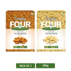 Bagul Foods Everyday Four Californian Almonds + Cashews Nuts | Combo Pack | 200g Each Grocery