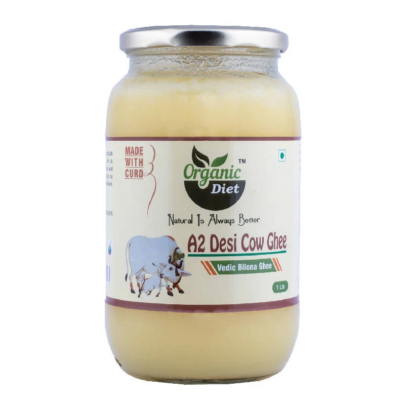 Grocery Organic Diet A2 Desi Cow Bilona Ghee, 1 Ltr 4 Grocery Organic Diet A2 Desi Cow Bilona Ghee, 1 Ltr