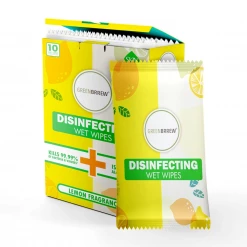 Greenbrew Personal & Home Care Greenbrrew Disinfectant Wet Wipes (Lemon) - (Pack Of 2) 10 Sachets