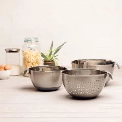 Peng Essential Personal & Home Care Haden 3Pc Mixing Bowl And Colander Set - Slate Grey
