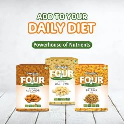 Bagul Foods Grocery Everyday Four Californian Almonds + Cashews Nuts + Long Raisins (Kishmish) |Combo Pack | 200g Each