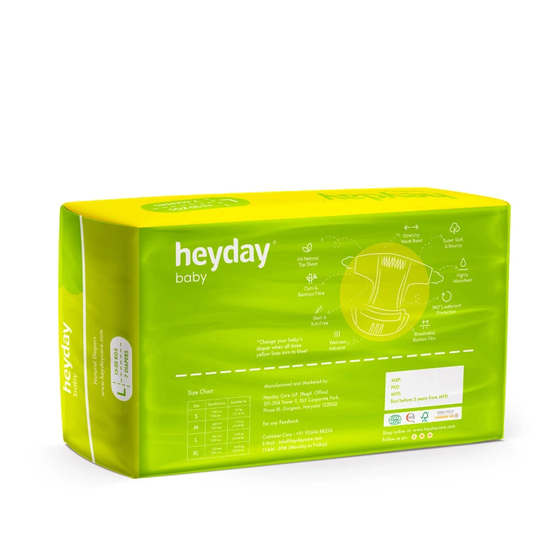 Heyday Natural & Organic Large Baby Diapers (7 Diapers | 13-20 Kg) Personal & Home Care