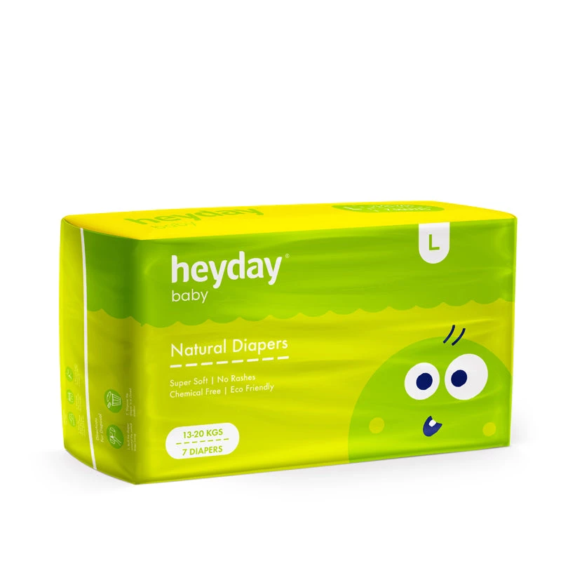 Heyday Natural & Organic Large Baby Diapers (7 Diapers | 13-20 Kg) Personal & Home Care