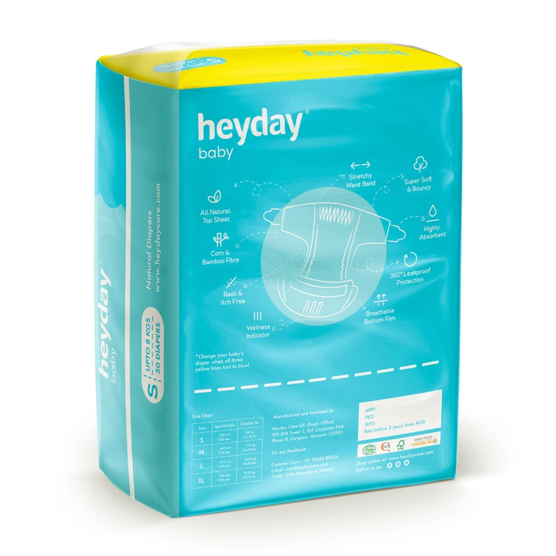 Personal & Home Care Heyday Natural & Organic Small Baby Diapers (50 Diapers | Upto 8 Kg)