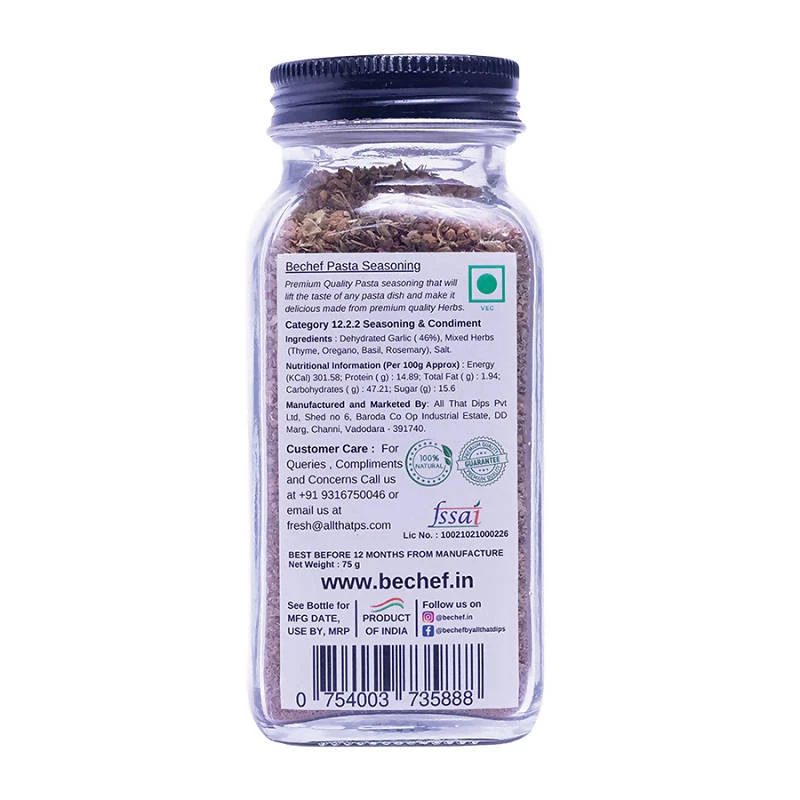 Be Cheff Bechef Pasta Seasoning (75 Gms) Herbs & Seasoning 4 Be Cheff Bechef Pasta Seasoning (75 Gms) Herbs & Seasoning