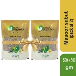 MITTAL ORGANICS PRIVATE LIMITED Mittal Organics Masoor Sabut (Pack Of 2) - 500 G