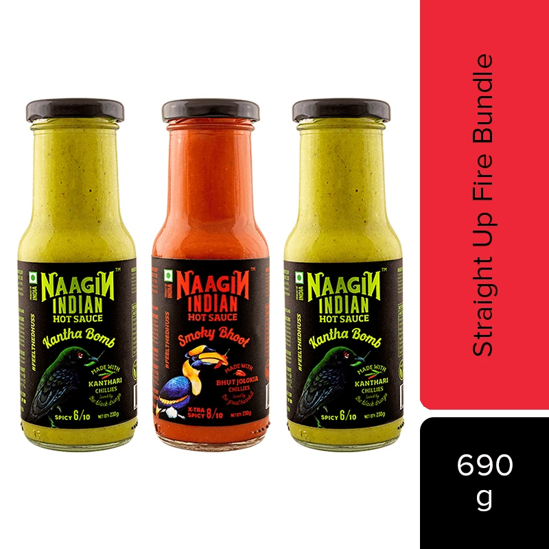 Naagin Sauce NAAGIN Indian Hot Sauce Combo (Kantha X 2, Bhoot X 1) (Pack Of 3) (230 G X 3 = 690 G) Snacks & Beverages 3 Naagin Sauce NAAGIN Indian Hot Sauce Combo (Kantha X 2, Bhoot X 1) (Pack Of 3) (230 G X 3 = 690 G) Snacks & Beverages