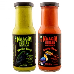 Naagin Sauce NAAGIN Smoky Bhoot Hot Chilli - Extra Spicy Sauce (230 G) + Kantha Hot Chilli Medium Spicy Sauce (230 G) (Pack Of Two) Snacks & Beverages