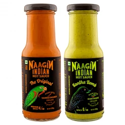 Naagin Sauce Snacks & Beverages NAAGIN The Original Hot Chilli - Medium Spicy Sauce (230 G) + Kantha Hot Chilli Extra Spicy Sauce (230 G) (Pack Of Two)