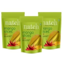 Natch All Natural Dried Mango Slices - Chilli (Pack Of 3) (150 G Each) Snacks & Beverages