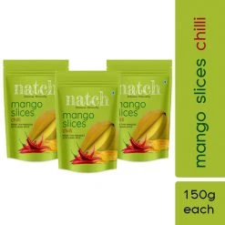 Natch All Natural Dried Mango Slices - Chilli (Pack Of 3) (150 G Each) Snacks & Beverages