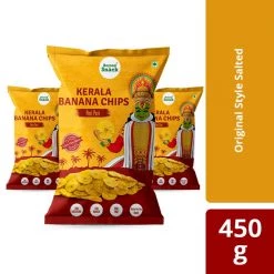 Snacks & Beverages Kerala Banana Chips Peri Peri (450 G) (Pack Of 3x150g)