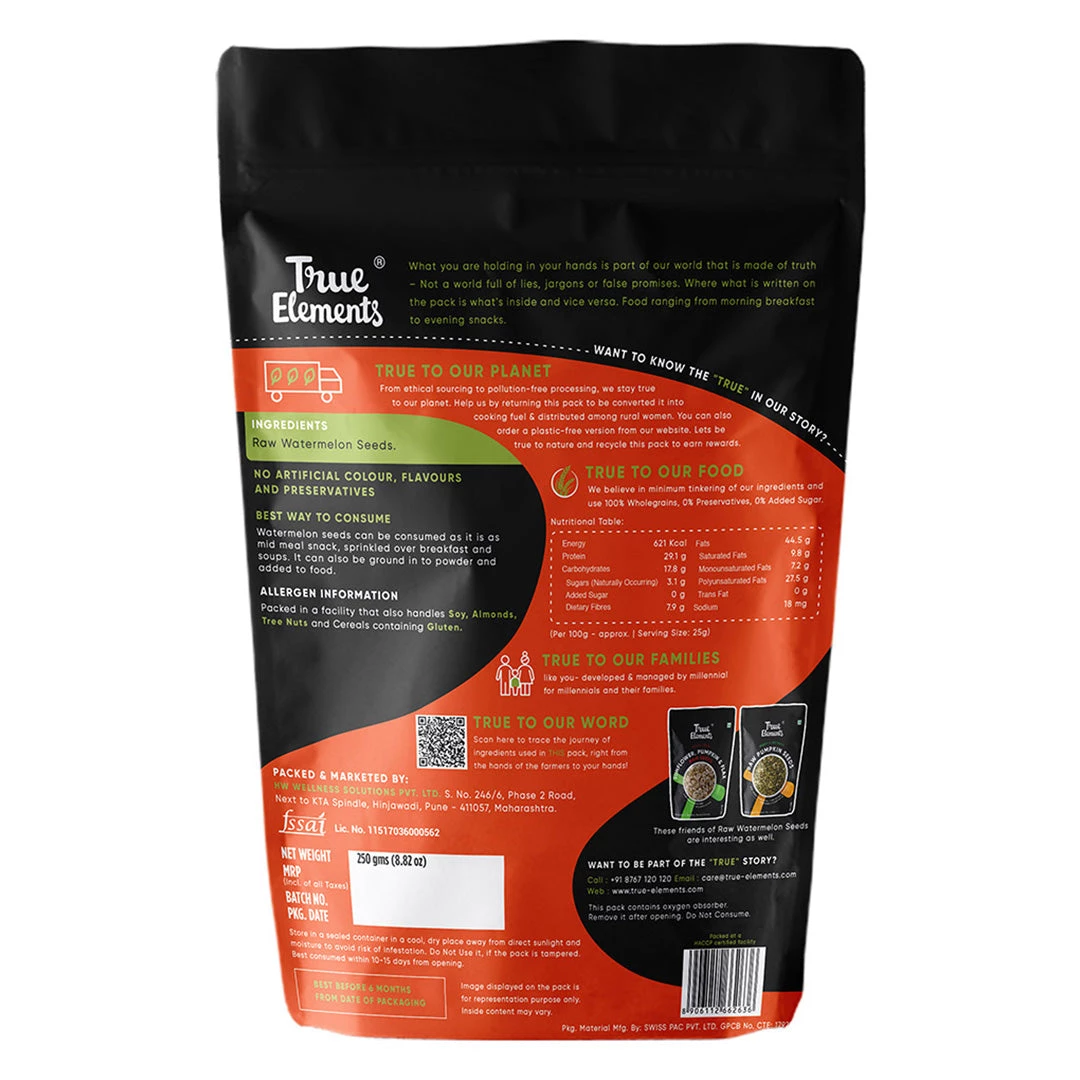 Grocery True Elements Raw Watermelon Seeds (250 G) 4 Grocery True Elements Raw Watermelon Seeds (250 G)
