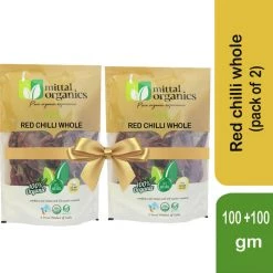 MITTAL ORGANICS PRIVATE LIMITED Grocery Mittal Organics Red Chilli Whole (Pack Of 2) - 100 G