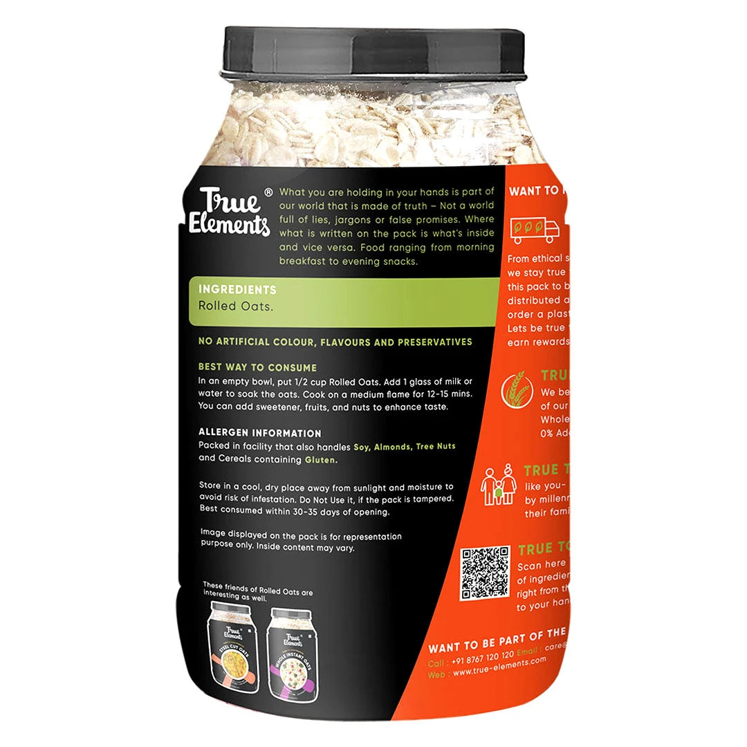 Snacks & Beverages True Elements Rolled Oats (1.2 Kg) 4 Snacks & Beverages True Elements Rolled Oats (1.2 Kg)