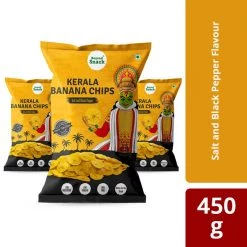 Kerala Banana Chips Salt And Black Pepper (450 G) (Pack Of 3x150g) Snacks & Beverages