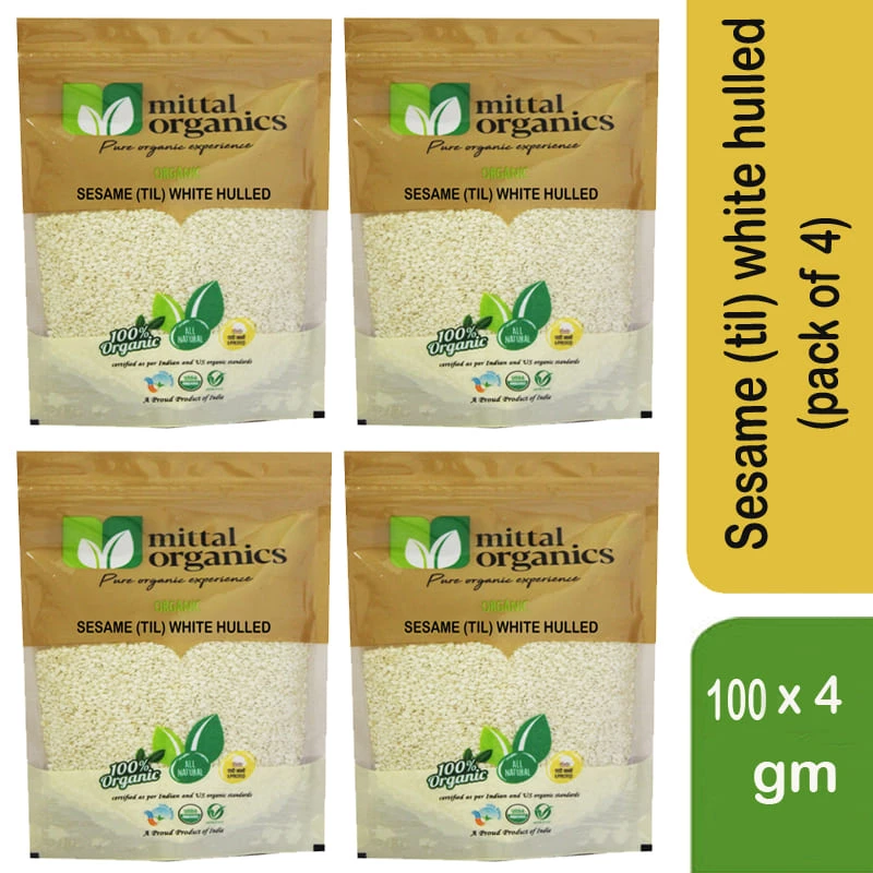MITTAL ORGANICS PRIVATE LIMITED Mittal Organics Sesame (Til) White Hulled (Pack Of 4) - 100 G 3 MITTAL ORGANICS PRIVATE LIMITED Mittal Organics Sesame (Til) White Hulled (Pack Of 4) - 100 G