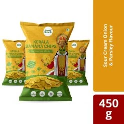 Snacks & Beverages Kerala Banana Chips Sour Cream Onion & Parsley (450 G) (Pack Of 3x150g)