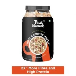 Snacks & Beverages True Elements Crunchy Nuts & Berries Muesli, With Almonds And Cranberries (1 Kg)