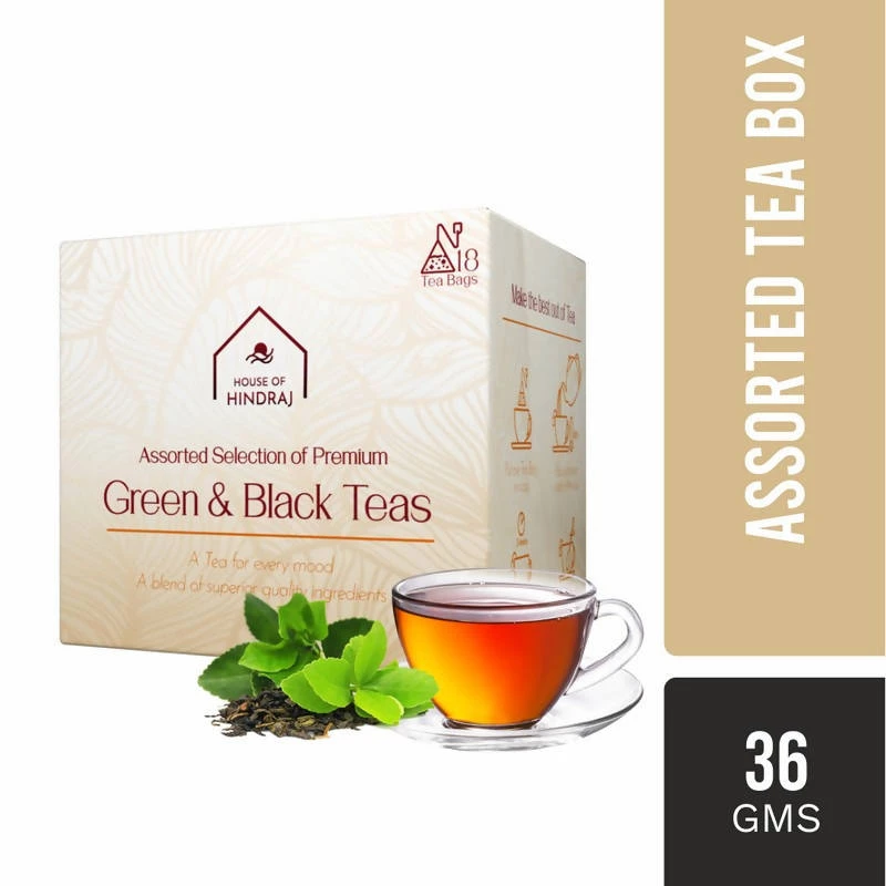 Hindraj Tea Hindraj Herbal Assorted Green & Black Tea Bags (18 Sachets) Grocery 3 Hindraj Tea Hindraj Herbal Assorted Green & Black Tea Bags (18 Sachets) Grocery