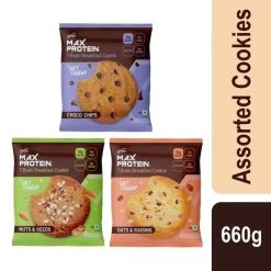 Max Protien Snacks & Beverages Max Protein Cookies – Assorted [Pack Of 12 ] 7 Grain Breakfast Cookie (660 G)
