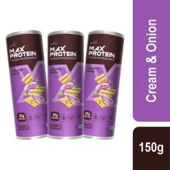 Max Protien Snacks & Beverages Max Protein Chips Cream & Onion [pack Of 3] (450 G)