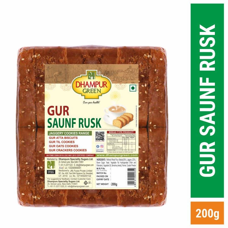 Dhampur Green Gur Saunf Rusk 200 (pack Of 3x200g) 3 Dhampur Green Gur Saunf Rusk 200 (pack Of 3x200g)