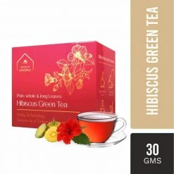 Hindraj Tea Hindraj Herbal Hibiscus Green Tea Bags - (1 Box Of 15 Sachets) Grocery