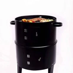 Peng Essentials 3 In 1 Triple Layered Barrel Barbecue Grill, Smoker And Fire Pit