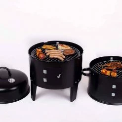 Peng Essentials 3 In 1 Triple Layered Barrel Barbecue Grill, Smoker And Fire Pit