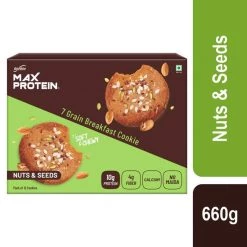 Max Protien Snacks & Beverages Max Protein Cookies – Nuts & Seeds [Pack Of 12 ] 7 Grain Breakfast Cookie (660 G)