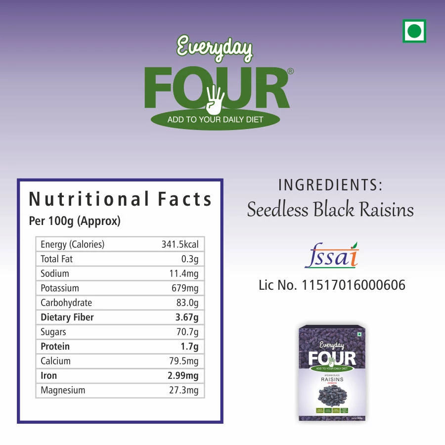 Bagul Foods Everyday Four Seedless Afghan Black Raisins | Combo Pack | 200g Each Grocery 7 Bagul Foods Everyday Four Seedless Afghan Black Raisins | Combo Pack | 200g Each Grocery