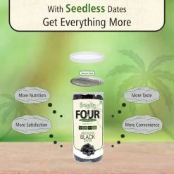 Bagul Foods Everyday Four Seedless Black Dates (Khajoor) 400g Grocery